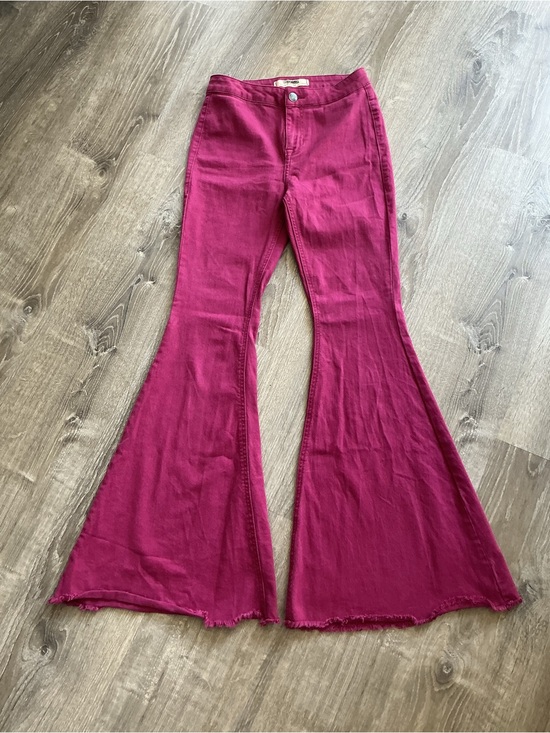 Rock & Roll Denim Denim - Rock & Roll Bargain Button Bell Mid-rise Raspberry Jeans